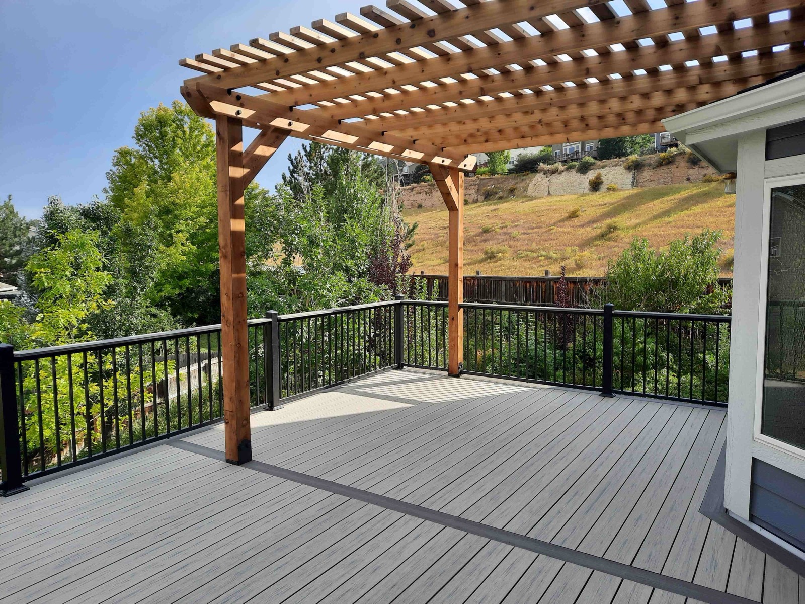 Cedar pergola over a patio